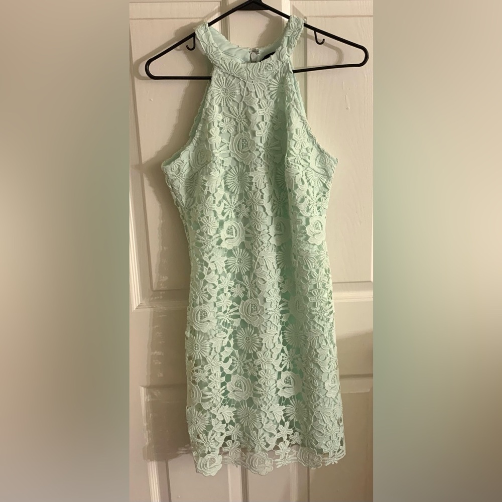 Lulus Love Poem Green Lace Mini Dress Size Medium Formal Prom Wedding